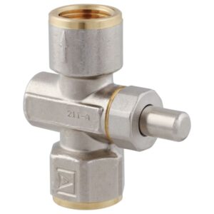Robinet cu buton pentru manometru AFRISO - 1>2-14 NPT MxM, MOP5, alamă placată cu nichel