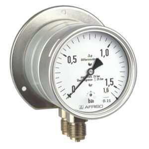 Manometru standard cu arc cu diafragmă AFRISO - MF100Dif 0>1.6bar G1>2B rad Kl.2.5 D401