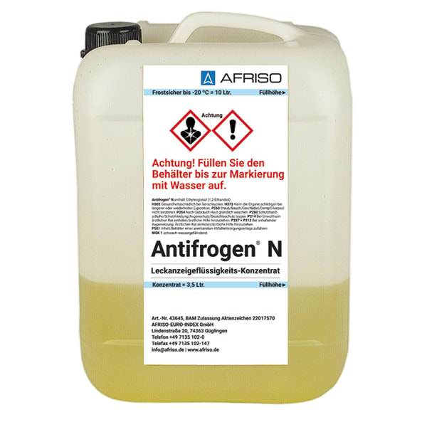 Concentrat de fluid pentru detectarea scurgerilor AFRISO – Antifrogen N 3,5 L într-un recipient de 10 L