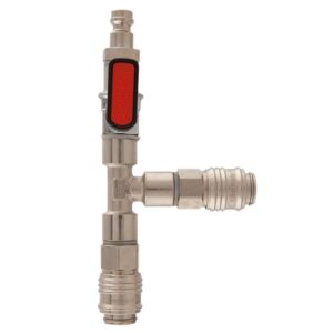 Conector în T AFRISO cu 1x supapă de închidere – 2x cuplaj DN5, 1x niplu DN5