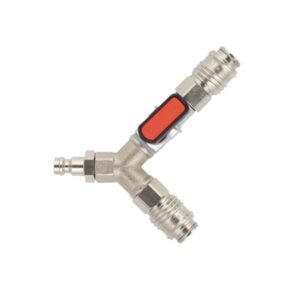 Conector Y AFRISO cu 1x supapă de închidere - 2x cuplaj DN5, 1x niplu DN5