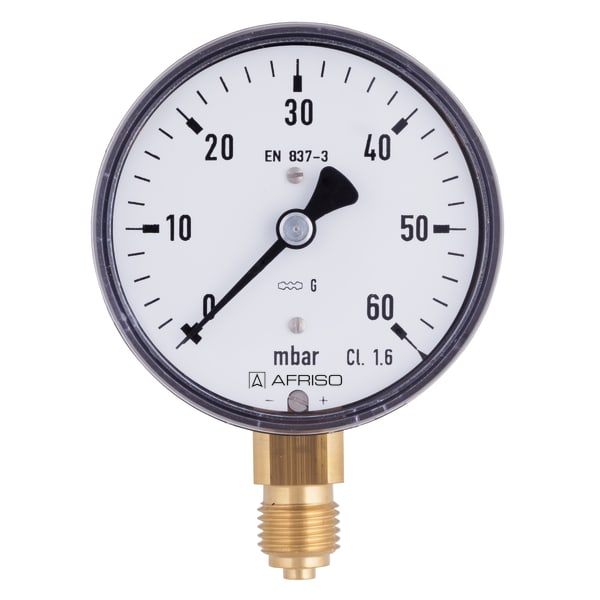 Manometru standard cu arc capsulă AFRISO – KP63 0>1000mbar G1>4B rad Kl.1.6 D201