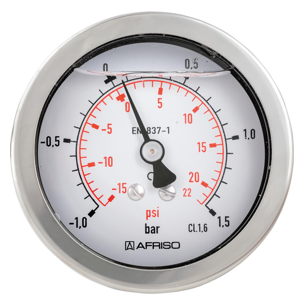 Manometru glicerina cu tub Bourdon AFRISO – RF63Gly 0>400bar G1>4B ax Kl.1.6 D711 | 85123711