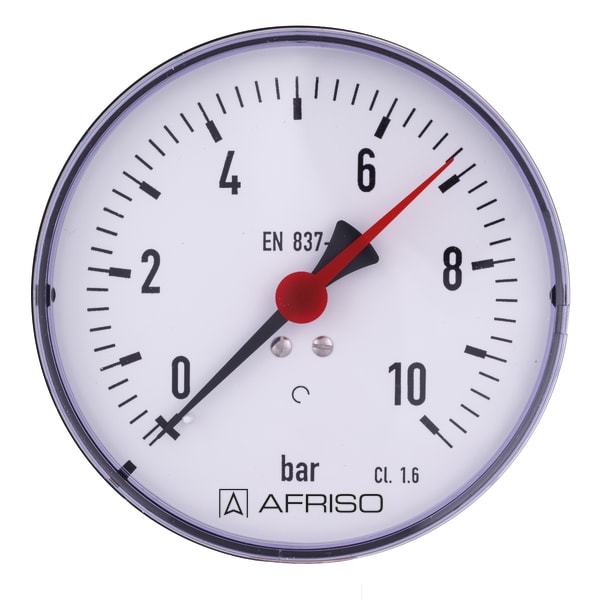 Manometru standard cu tub Bourdon AFRISO – RF100 0>10bar G1>4B ax Kl.1.6 D211 | 85215211